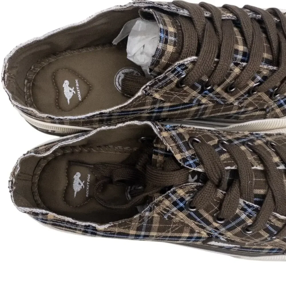 Rocket Dog Jazzin Fromberg Plaid Sneaker Women's size 6.5 Brown Tan